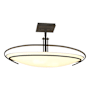 Hubbardton Forge Mackintosh 2 Light 24" Wide Semi-Flush Bowl Ceiling Fixture Natural Iron / Opal