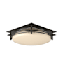 Hubbardton Forge Banded 2 Light 14" Wide Semi-Flush Drum Ceiling Fixture with Customizable Glass Shade Dark Smoke / Opal