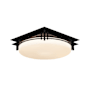 Hubbardton Forge Banded 2 Light 14" Wide Semi-Flush Drum Ceiling Fixture with Customizable Glass Shade Black / Opal