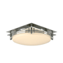 Hubbardton Forge Banded 2 Light 14" Wide Semi-Flush Drum Ceiling Fixture with Customizable Glass Shade Sterling