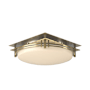 Hubbardton Forge Banded 2 Light 14" Wide Semi-Flush Drum Ceiling Fixture with Customizable Glass Shade Modern Brass