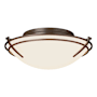 Hubbardton Forge Tryne 2 Light 16" Wide Flush Mount Bowl Ceiling Fixture Bronze / Opal
