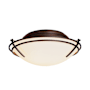 Hubbardton Forge Tryne 2 Light 16" Wide Flush Mount Bowl Ceiling Fixture Dark Smoke / Opal