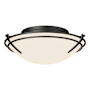 Hubbardton Forge Tryne 2 Light 16" Wide Flush Mount Bowl Ceiling Fixture Black / Opal