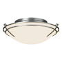 Hubbardton Forge Tryne 2 Light 16" Wide Flush Mount Bowl Ceiling Fixture Vintage Platinum / Opal