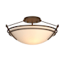Hubbardton Forge Tryne 2 Light 17" Wide Semi-Flush Bowl Ceiling Fixture Bronze / Opal