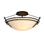 Hubbardton Forge Tryne 2 Light 17" Wide Semi-Flush Bowl Ceiling Fixture Black / Opal