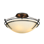 Hubbardton Forge Tryne 2 Light 17" Wide Semi-Flush Bowl Ceiling Fixture Natural Iron / Opal