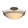 Hubbardton Forge Tryne 2 Light 17" Wide Semi-Flush Bowl Ceiling Fixture Natural Iron / Sand