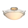 Hubbardton Forge Tryne 2 Light 17" Wide Semi-Flush Bowl Ceiling Fixture Vintage Platinum / Opal