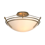 Hubbardton Forge Tryne 2 Light 17" Wide Semi-Flush Bowl Ceiling Fixture Soft Gold / Opal