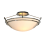Hubbardton Forge Tryne 2 Light 17" Wide Semi-Flush Bowl Ceiling Fixture Sterling / Opal
