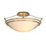 Hubbardton Forge Tryne 2 Light 17" Wide Semi-Flush Bowl Ceiling Fixture Modern Brass / Opal