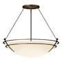Hubbardton Forge Presidio Tryne 3 Light 29" Wide Semi-Flush Bowl Ceiling Fixture with Customizable Glass Shade Bronze / Opal