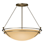 Hubbardton Forge Presidio Tryne 3 Light 29" Wide Semi-Flush Bowl Ceiling Fixture with Customizable Glass Shade Soft Gold / Sand