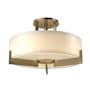 Hubbardton Forge Axis 3 Light 19" Wide Semi-Flush Drum Ceiling Fixture with Customizable Glass Shade Soft Gold / Opal
