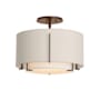 Hubbardton Forge Exos 16" Wide Semi-Flush Drum Ceiling Fixture with Customizable Fabric Shade Bronze / Flax