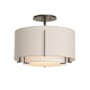 Hubbardton Forge Exos 16" Wide Semi-Flush Drum Ceiling Fixture with Customizable Fabric Shade Natural Iron / Flax