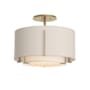 Hubbardton Forge Exos 16" Wide Semi-Flush Drum Ceiling Fixture with Customizable Fabric Shade Soft Gold / Flax