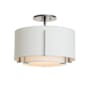 Hubbardton Forge Exos 16" Wide Semi-Flush Drum Ceiling Fixture with Customizable Fabric Shade Sterling / Natural Anna