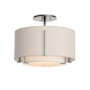Hubbardton Forge Exos 16" Wide Semi-Flush Drum Ceiling Fixture with Customizable Fabric Shade Sterling / Natural Anna / Flax
