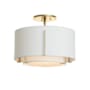 Hubbardton Forge Exos 16" Wide Semi-Flush Drum Ceiling Fixture with Customizable Fabric Shade Modern Brass / Natural Anna