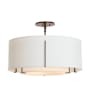 Hubbardton Forge Exos 3 Light 23" Wide Semi-Flush Drum Ceiling Fixture with Customizable Fabric Shade Bronze / Natural Anna