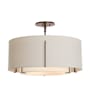 Hubbardton Forge Exos 3 Light 23" Wide Semi-Flush Drum Ceiling Fixture with Customizable Fabric Shade Bronze / Flax