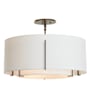 Hubbardton Forge Exos 3 Light 23" Wide Semi-Flush Drum Ceiling Fixture with Customizable Fabric Shade Dark Smoke / Natural Anna