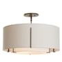 Hubbardton Forge Exos 3 Light 23" Wide Semi-Flush Drum Ceiling Fixture with Customizable Fabric Shade Dark Smoke / Flax