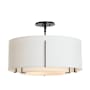 Hubbardton Forge Exos 3 Light 23" Wide Semi-Flush Drum Ceiling Fixture with Customizable Fabric Shade Black / Natural Anna