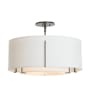 Hubbardton Forge Exos 3 Light 23" Wide Semi-Flush Drum Ceiling Fixture with Customizable Fabric Shade Natural Iron / Natural Anna