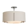 Hubbardton Forge Exos 3 Light 23" Wide Semi-Flush Drum Ceiling Fixture with Customizable Fabric Shade Natural Iron / Flax