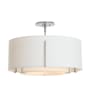 Hubbardton Forge Exos 3 Light 23" Wide Semi-Flush Drum Ceiling Fixture with Customizable Fabric Shade Vintage Platinum / Natural Anna