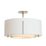 Hubbardton Forge Exos 3 Light 23" Wide Semi-Flush Drum Ceiling Fixture with Customizable Fabric Shade Soft Gold / Natural Anna