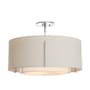 Hubbardton Forge Exos 3 Light 23" Wide Semi-Flush Drum Ceiling Fixture with Customizable Fabric Shade Sterling / Natural Anna / Flax