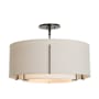 Hubbardton Forge Exos 3 Light 23" Wide Semi-Flush Drum Ceiling Fixture with Customizable Fabric Shade Oil Rubbed Bronze / Natural Anna / Flax