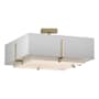 Hubbardton Forge Exos 4 Light 21" Wide Semi-Flush Square Ceiling Fixture Modern Brass / Natural Anna