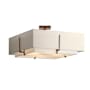 Hubbardton Forge Exos 4 Light 25" Wide Semi-Flush Square Ceiling Fixture with Customizable Fabric Shade Bronze / Flax