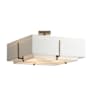 Hubbardton Forge Exos 4 Light 25" Wide Semi-Flush Square Ceiling Fixture with Customizable Fabric Shade Dark Smoke / Natural Anna
