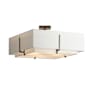 Hubbardton Forge Exos 4 Light 25" Wide Semi-Flush Square Ceiling Fixture with Customizable Fabric Shade Natural Iron / Natural Anna