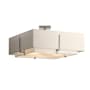 Hubbardton Forge Exos 4 Light 25" Wide Semi-Flush Square Ceiling Fixture with Customizable Fabric Shade Vintage Platinum / Flax