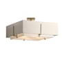Hubbardton Forge Exos 4 Light 25" Wide Semi-Flush Square Ceiling Fixture with Customizable Fabric Shade Soft Gold / Flax