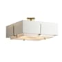 Hubbardton Forge Exos 4 Light 25" Wide Semi-Flush Square Ceiling Fixture with Customizable Fabric Shade Sterling / Natural Anna