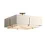 Hubbardton Forge Exos 4 Light 25" Wide Semi-Flush Square Ceiling Fixture with Customizable Fabric Shade Sterling / Natural Anna / Flax