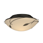 Hubbardton Forge Leaf 2 Light 14" Wide Semi-Flush Bowl Ceiling Fixture with Customizable Glass Shade Natural Iron / Opal
