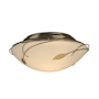 Hubbardton Forge Leaf 2 Light 14" Wide Semi-Flush Bowl Ceiling Fixture with Customizable Glass Shade Modern Brass