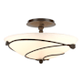 Hubbardton Forge Leaf 2 Light 14" Wide Semi-Flush Bowl Ceiling Fixture Bronze / Opal
