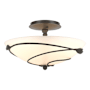 Hubbardton Forge Leaf 2 Light 14" Wide Semi-Flush Bowl Ceiling Fixture Dark Smoke / Opal