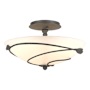 Hubbardton Forge Leaf 2 Light 14" Wide Semi-Flush Bowl Ceiling Fixture Natural Iron / Opal